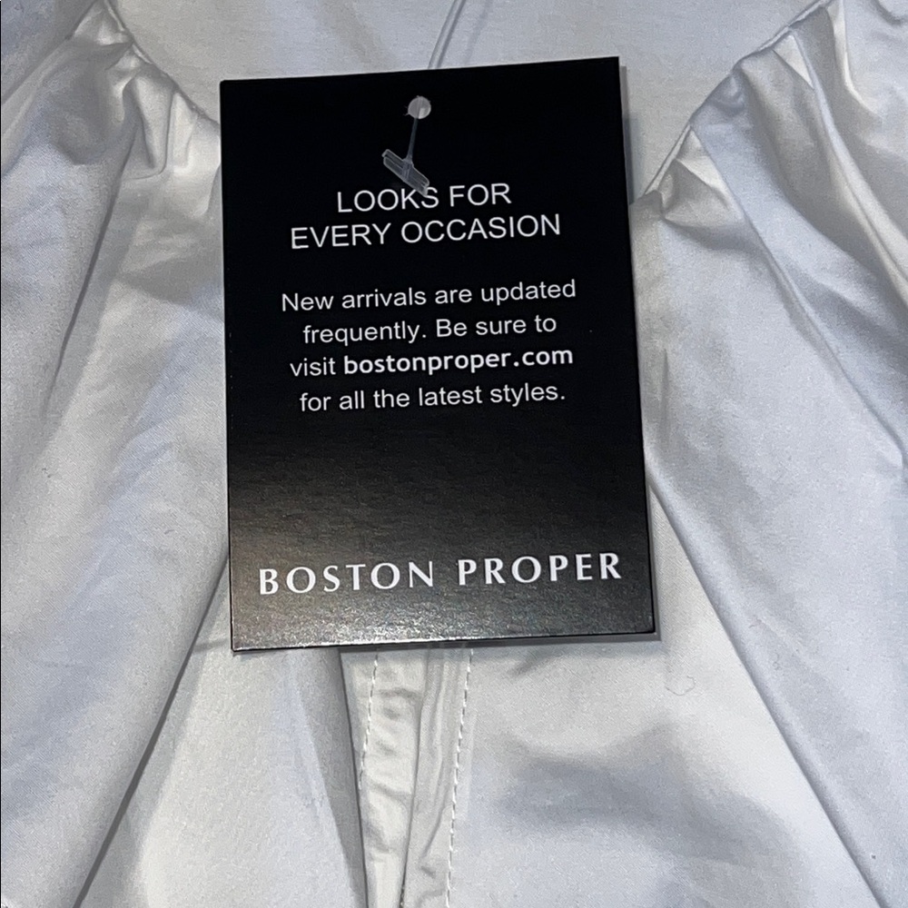 NWT Boston Proper White Ruffled Blouse with Front Zipper Small - Picture 5 of 6